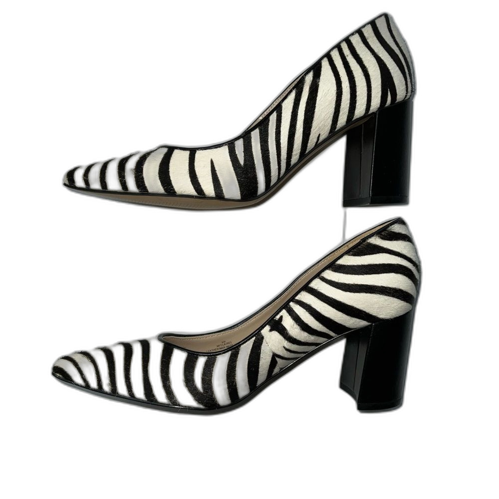 Marc Fisher Black & White Zebra Print Block Heel Pumps